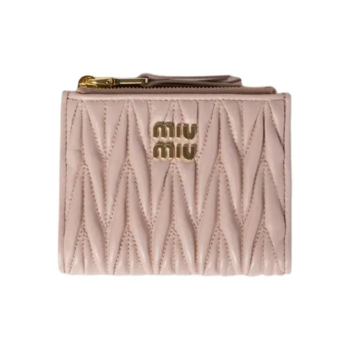 MIU MIU Matelassé Lambskin Wallet Small Women's Pink