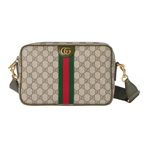 GUCCI Ophidia Покрытие Ткань Сумка через плечо Средний Мужской Бежевый и Темно-коричневый