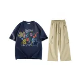 Темно-синий синий топ с хаки штаны комплект