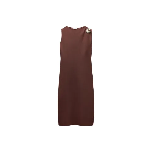 ZARA Коричневые Женские Платья без рукавов