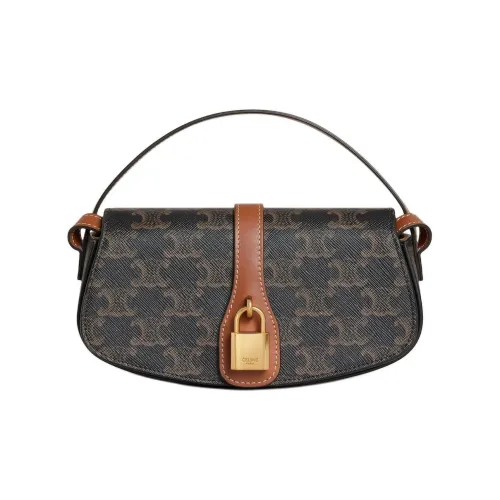 CELINE Tabou Ткань Сумка-багет Мини Женская Рыжевато-коричневая