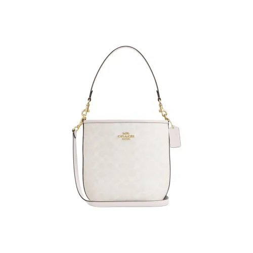 COACH City Bucket Покрытый холст Сумка через плечо Маленькая Женская Белая