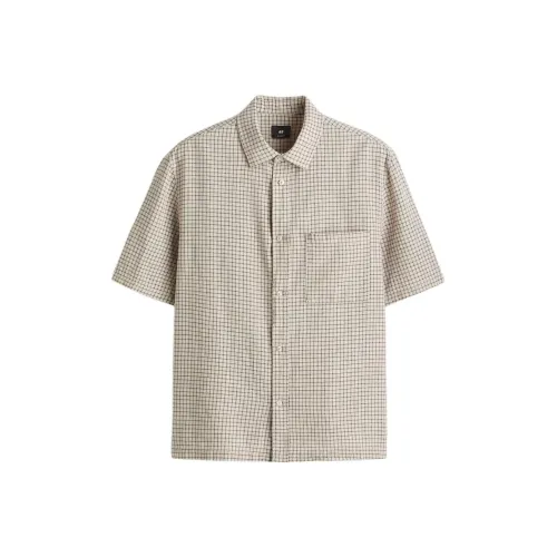 H&M Бежевый/Темно-Серый Мужские Рубашки