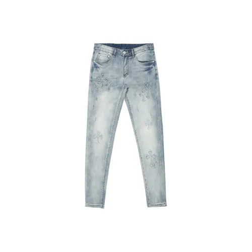 JIKENDI Винтажный Светло-Синий Мужские Джинсы