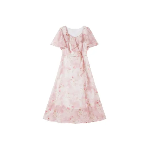 XIANGYING Короткое платье с короткими рукавами женское