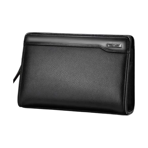 SEPTWOLVES Клатч из натуральной коровьей кожи Мужской Черный Кофейный