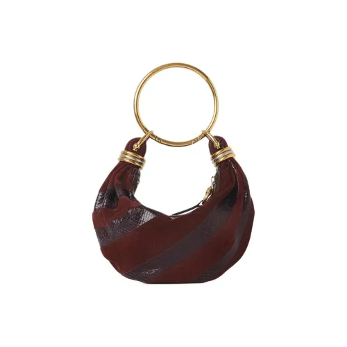 Chloe Телячья кожа Сумка-хобо Сумка Мини Женская Красно-коричневая