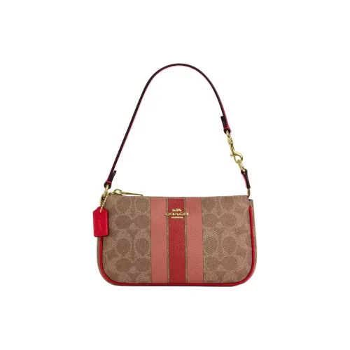 COACH Nolita Покрытый холст Одно плечо Сумка Маленькая Женская Коричневый Желтый и Смешанный цвет