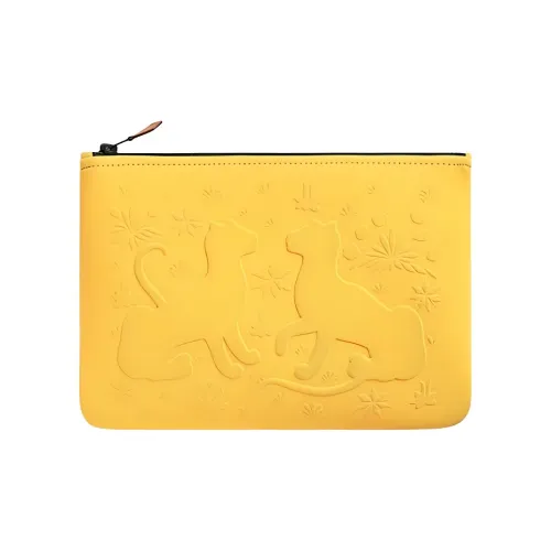 HERMES Cotton Clutch Medium Women's Yellow HERMES Хлопок Клатч Средний Женский Желтый