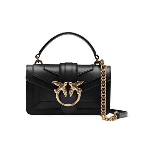 PINKO Love Icon Коровья кожа Swallow Сумка Сумка через плечо Сумка Женская Черный Черный Золотой