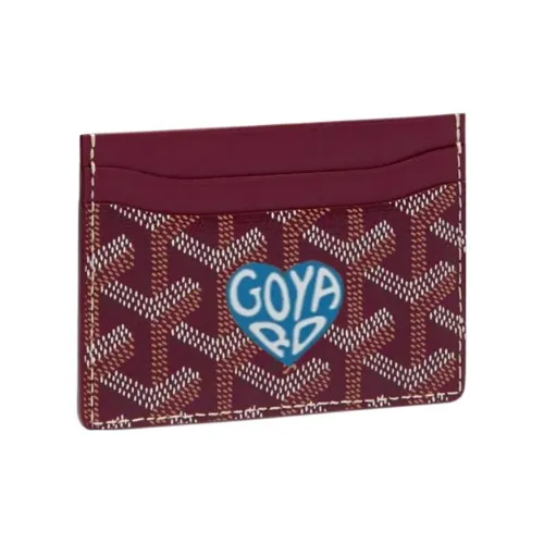 GOYARD Saint Sulpice Холст с кожей Собака's Teeth Картхолдер Картхолдер Унисекс Бургунди Небесно-голубой Маленькое сердце