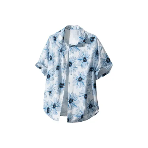 DESSO Синий Цветочный узор Унисекс Рубашки