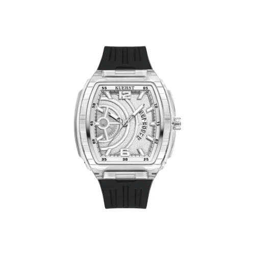 KUERST Кварцевый механизм резиновый ремешок унисекс белый циферблат