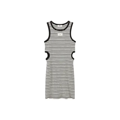 CHUU Черно-белые полосы Женские Длинные рукава Платья