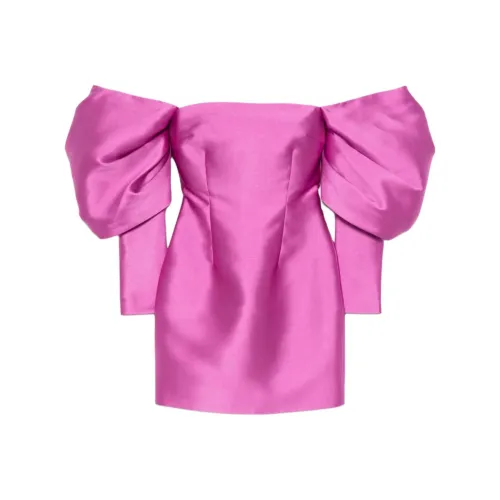 SOLACE LONDON Длинное платье с длинными рукавами женское фуксия