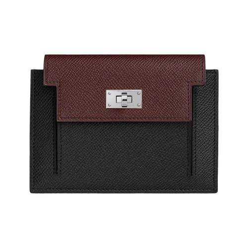 HERMES Kelly Pocket Epsom Телячья кожа Кошелек Женские Седло Красный Черный Сапфирово-синий