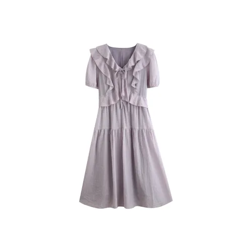 SIXUSICHOU Короткое платье с короткими рукавами женское