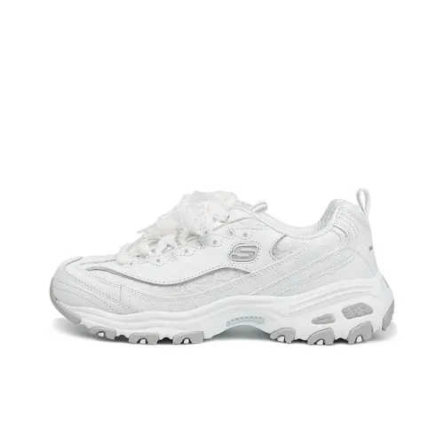 Skechers D'LITES 1,0 Амортизация устойчивые к истиранию увеличивающие высоту низкие топовые кроссовки с подошвой похожей на носки женские белые