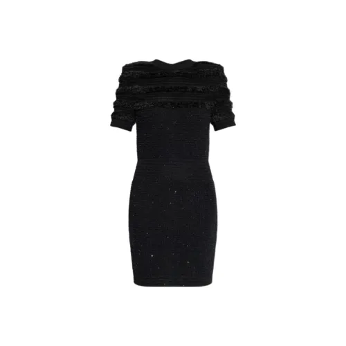 BALMAIN Короткое платье с короткими рукавами женское черное