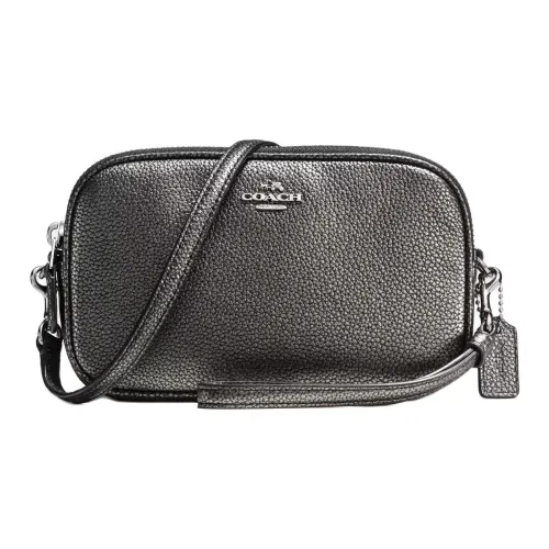 COACH Полированная кожа GRAIN LEATHER Камера Сумка Сумка через плечо Маленькая Женская Ярко-Серый