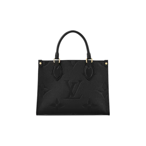 LOUIS VUITTON ONTHEGO Корова Кожа Тоут Сумка Сумка для покупок Сумка через плечо Сумка Маленькая Женская Черная