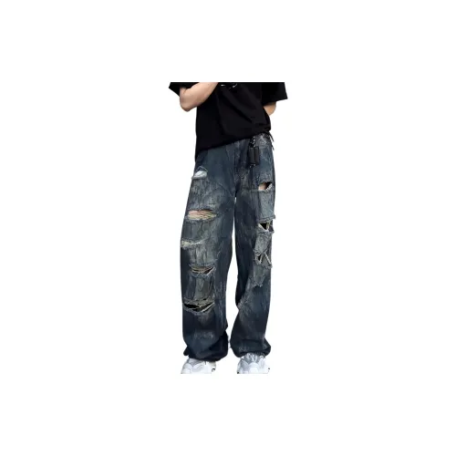 THE AIER Темно-синий Унисекс Джинсы