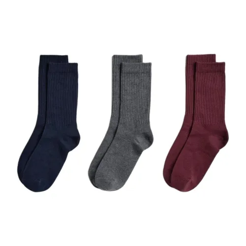 UNIQLO 3 шт Бордовый + Серый + Черный Женские Носки MID до икры