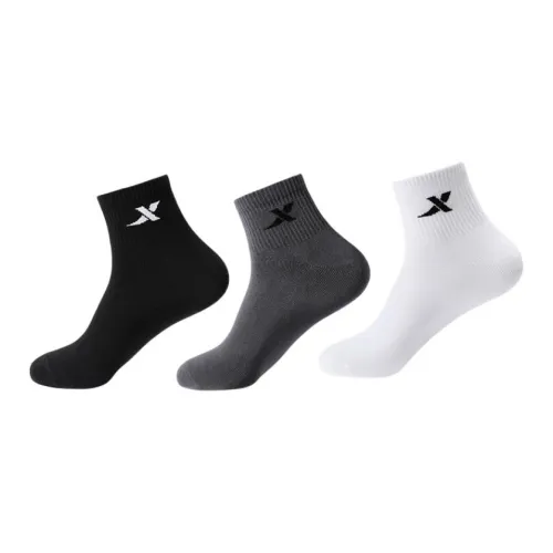 XTEP 3 пачки Черный + Темно-серый + Белый Мужские носки MID до икры
