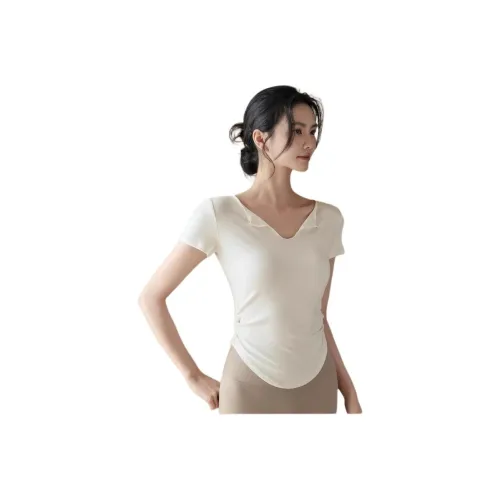 Mu Qingqing Слоновая кость Женская Йога Т-рубашка