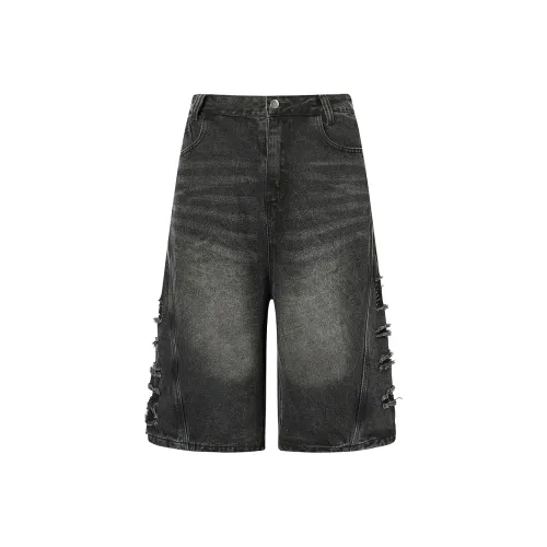 NOME Черно-серые унисекс джинсовые шорты
