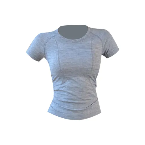 MUQINGQING Светло-серый женский топ для йоги T-рубашка