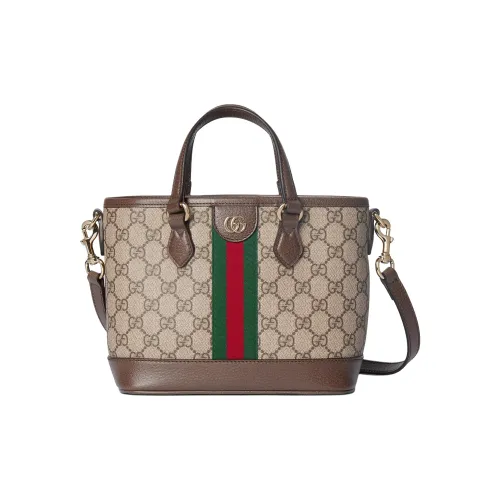 GUCCI Ophidia Ткань с покрытием Тоут Сумка Сумка для покупок Сумка Маленькая Женская Бежевая и Коричневая