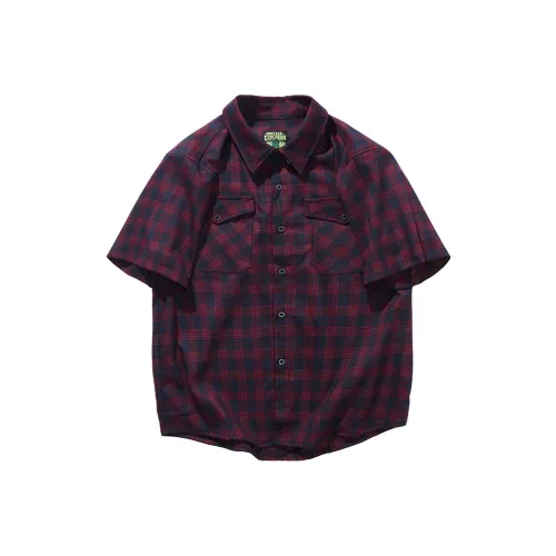 NUCLEAR EXPLOSION Красный Фиолетовый Клетка Мужская Рубашка