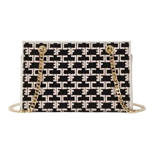 Elisabetta Franchi Холщовая сумка сумка через плечо мини женская черная и масляная