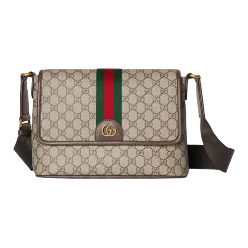 GUCCI Ophidia Сумка с покрытием Сумка через плечо Сумка для доставки Средний размер Мужская Бежевый и Темно-коричневый