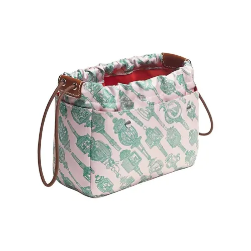 HERMES Fourbi Шелк Клатч Женский Мягкий Розовый Зеленый Светлый Рыжевато-коричневый