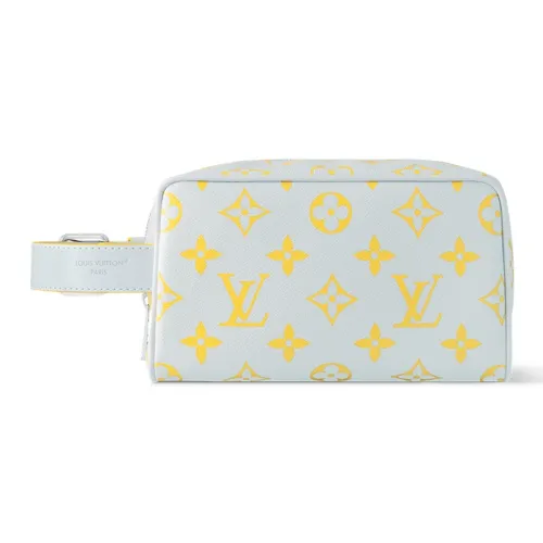 LOUIS VUITTON Монограмма Светлый Покрытый холст Путешественный мешок для хранения Мужской Серый Кожа Желтый