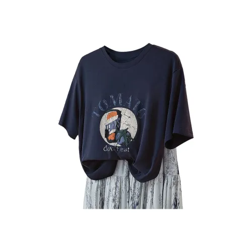 SIBAISHE Темно-синие женские футболки T