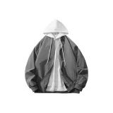 Комплект одежды (Серое пальто + Белый свитшот)