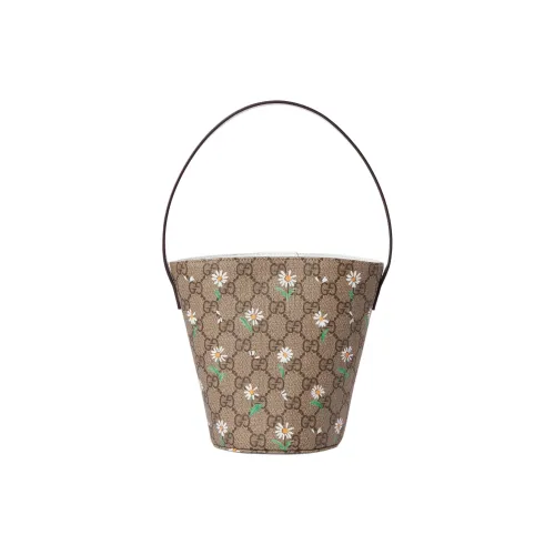 GUCCI GG Supreme Холст Ведрообразная Сумка Детская Бежевая и Темно-Коричневая