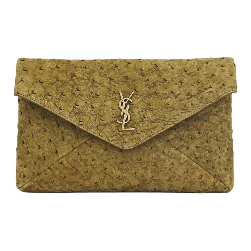 SAINT LAURENT Нубук Кожа Клатч Женские Мшисто-зеленый