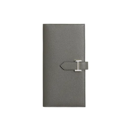 HERMES Bearn Madame Коровья кожа Кошелек Женские 0L Grismeyer Дождевой облачный серый цвет