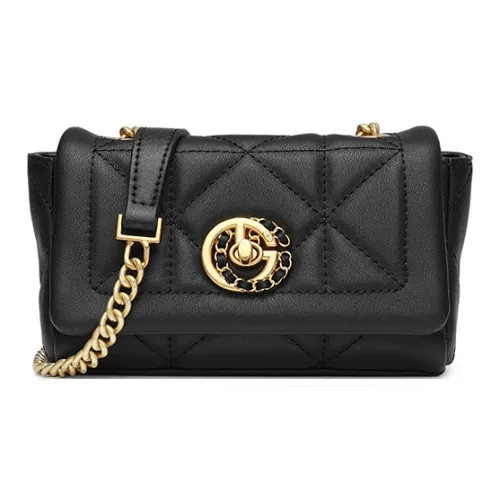 GOLDLION Сумка через плечо из коровьей кожи Маленькая Женская Черная Экрю