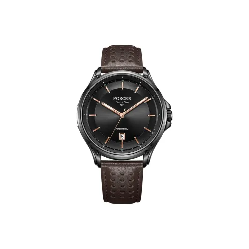 POSCER Era Classic Collection Механический механизм Ремешок Ремешок Часы Мужские часы Черный циферблат