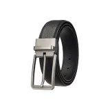 Матовая пряжка цвета оружейного металла, черный ремешок