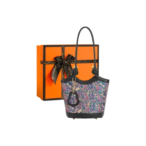 OUBOTE Sichuan Парча Сумка-ведро Сумка Сумка через плечо Женская FIVE Пунктирная Звезда Возникающая из Востока