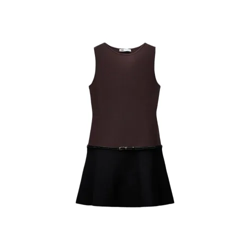 ZARA Черно-коричневые Женские Платья без рукавов