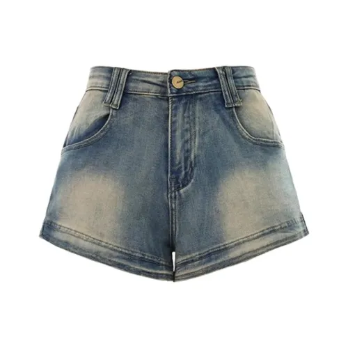 Белый медведь Ностальгический синий Женские джинсовые шорты