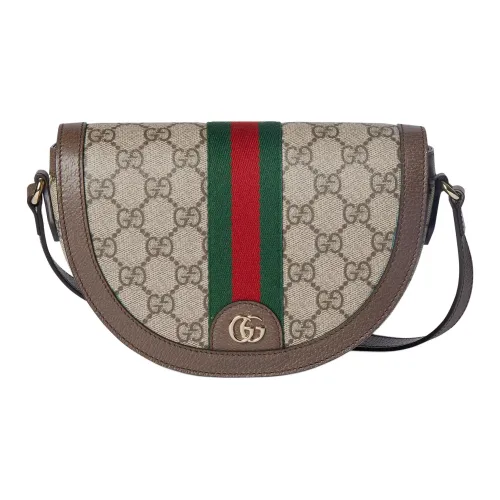 GUCCI Ophidia Покрытие Ткань Плечевая Сумка Маленькая Женская Бежевая и Коричневая
