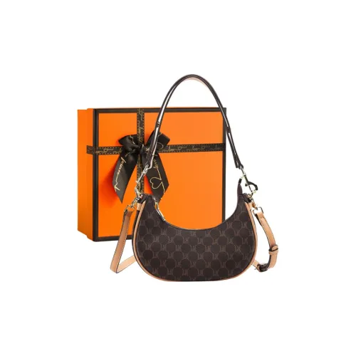 OUBOTE Сумка из ПВХ Полумесяц Сумка через плечо Женская Коричневый Экрю